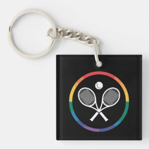 Tennis Sports Rainbow LGBTQ Gay Pride Ally Keychain