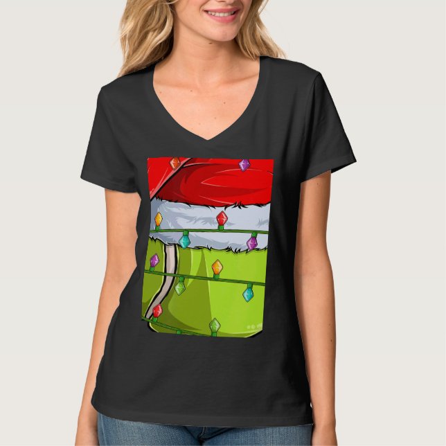 Tennis Sports  Xmas Lights Santa Tennis Ball Chris T-Shirt (Front)