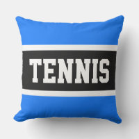 TENNIS Sporty 70s Bright Blue Black White Stripes