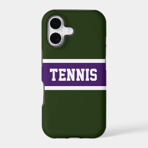 TENNIS Sporty Bold Purple Forest Green Stripes iPhone 17 Case