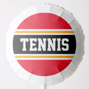 TENNIS Sporty Bright Red Orange Racing Stripes Balloon