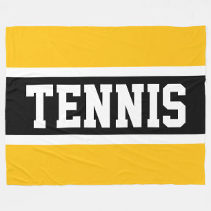 TENNIS Sporty Yellow Orange Black White Stripes Fleece Blanket