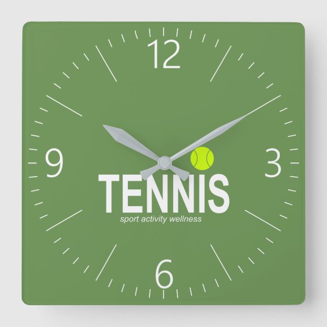 Tennis Square Wall Clock (Front)