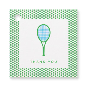 Tennis Star Sports Party in Green and Blue Favor Tags