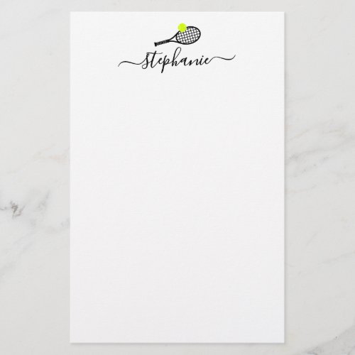 Tennis Stationery Paper Script Personalized Name