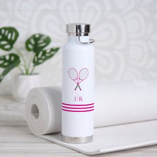 Tennis Stationery Pink Racquet Monogram Water Bottle