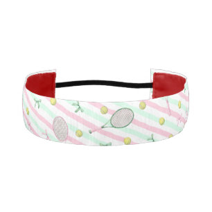 Tennis Stripes Pale Green and Pink Athletic Headband