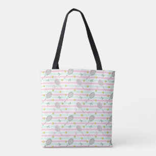 Tennis Stripes Pale Green and Pink Tote Bag