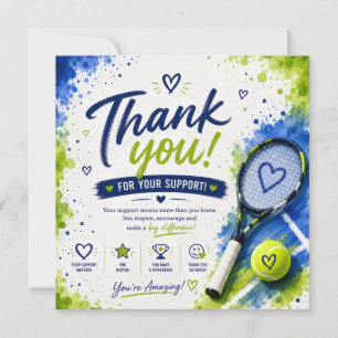 Tennis  Support Appreciation Thank You Card