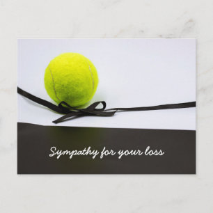 Tennis sympathy condolences ball black ribbon postcard