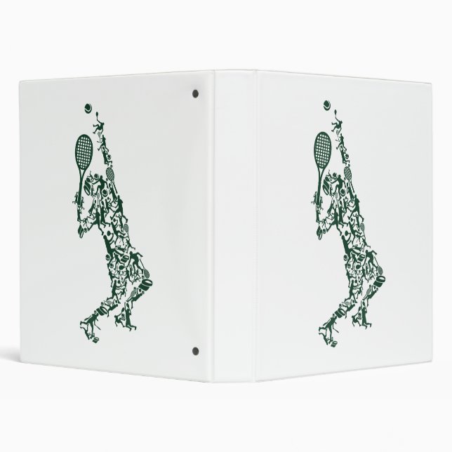 Tennis T Shirt - Player Positions Balls Racket in  3 Ring Binder (Background)