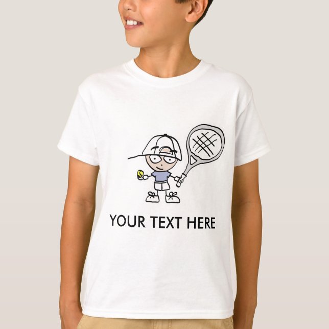 Tennis T Shirt with personalizable cartoon print (Front)
