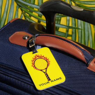 Tennis Team Fire Racket Luggage Tag