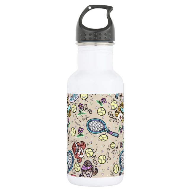 Tennis Team Gals Stainless Steel Water Bottle (Front)