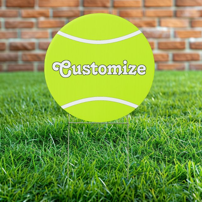 Tennis Team Name or Text Personalized Yard Sign (Custom tennis yard sign with personalized team name, player name or text.)