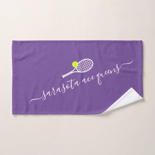 Tennis Team Name Personalized Purple Hand Towel