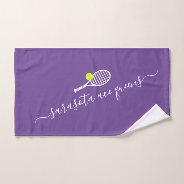 Tennis Team Name Personalized Purple Hand Towel (Hand Towel)