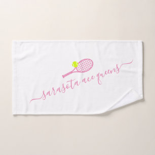 Tennis Team Name Pink Personalized Hand Towel
