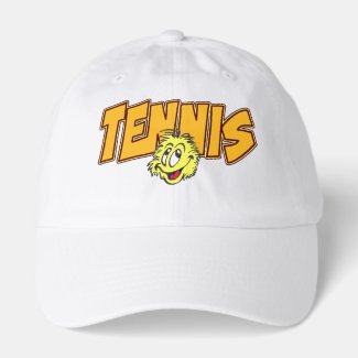 Tennis & Tennis Ball Cartoon Cust. Text Hat