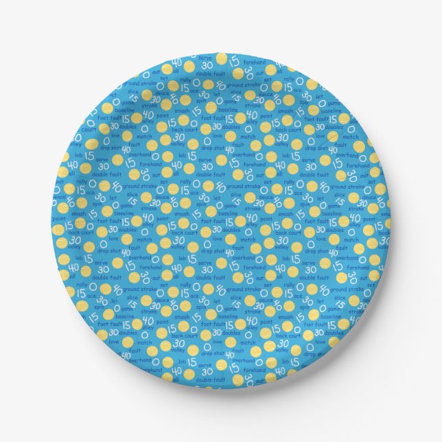 Tennis Terms Paper Plates (Front)