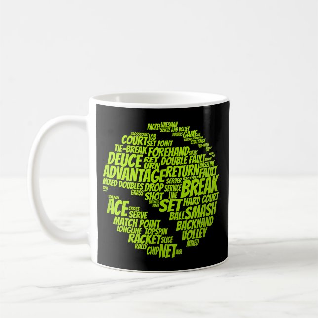Tennis Terms Tennis Player Playing Tennis Ball Coffee Mug (Left)