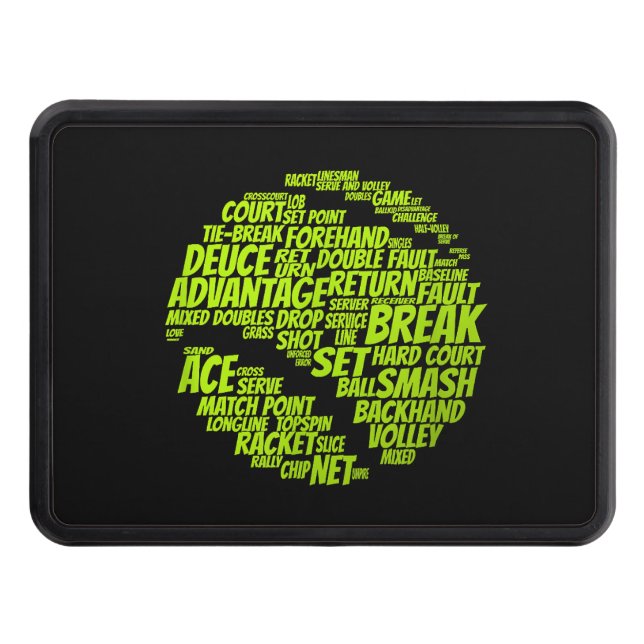 Tennis Terms Tennis Player Playing Tennis Ball Hitch Cover (Front)