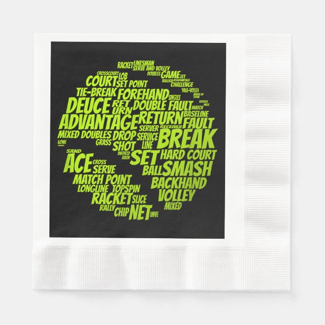 Tennis Terms Tennis Player Playing Tennis Ball Napkins (Front)
