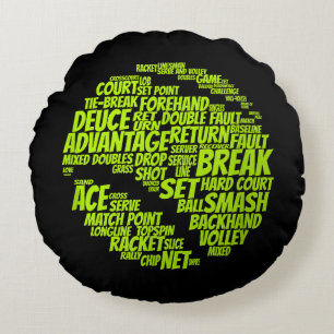 Tennis Terms Tennis Player Playing Tennis Ball Round Pillow