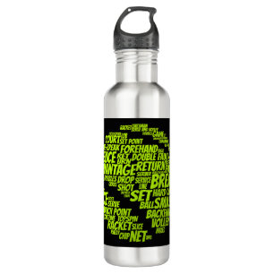 Tennis Terms Tennis Player Playing Tennis Ball Stainless Steel Water Bottle