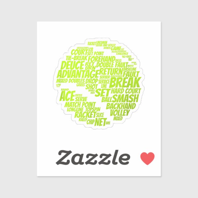 Tennis Terms Tennis Player Playing Tennis Ball Sticker (Sheet)