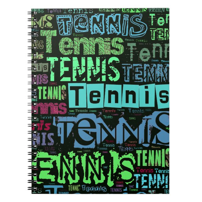 Tennis Text Collage Notebook (Front)