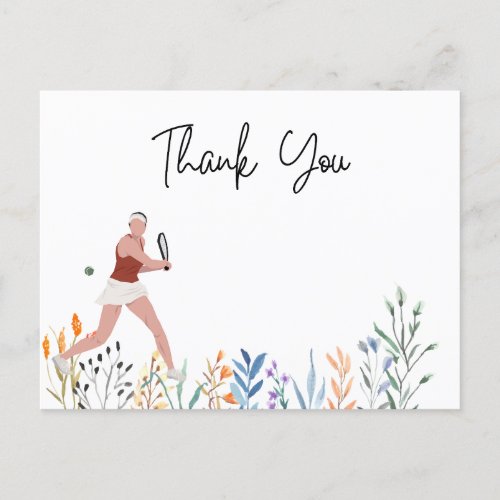 Tennis thank you card  for player watercolor