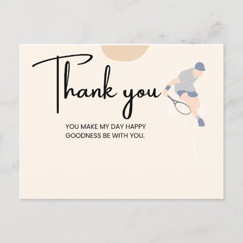 Tennis thank you card  for player watercolor