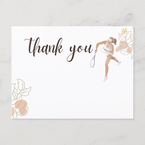 Tennis thank you card  for player watercolor