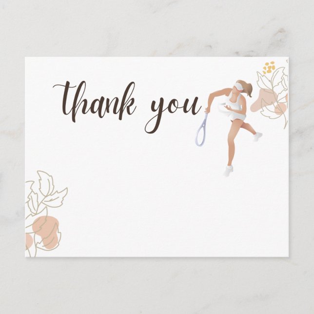 Tennis thank you card  for player watercolor (Front)