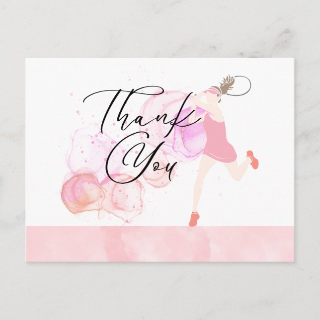 Tennis thank you card  for player watercolor (Front)