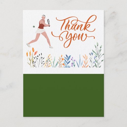 Tennis thank you card  for player watercolor