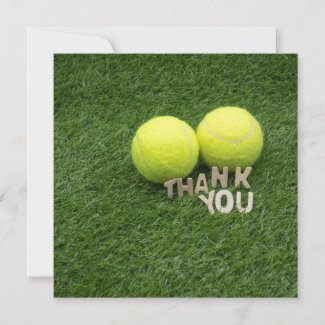 Tennis Thank you card on green grass