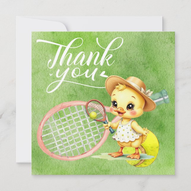 Tennis thank you card racket and ball  watercolor  (Front)
