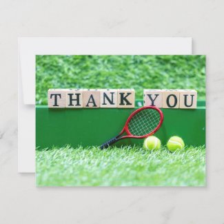 Tennis Thank you card with ball and racket