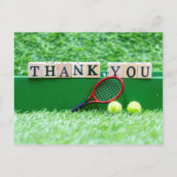 Tennis Thank you card with ball and racket
