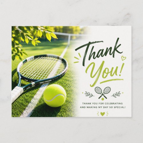 Tennis thank you card with ball for player
