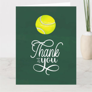 Tennis thank you card with ball on court