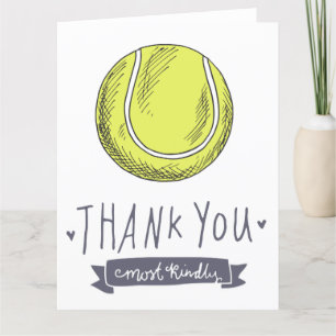 Tennis  thank you card with ball on court
