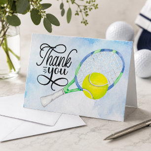 Tennis  thank you card with ball on court
