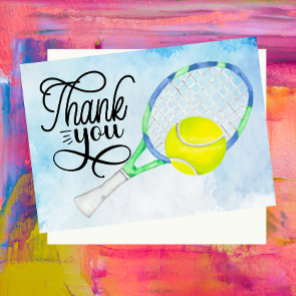 Tennis  thank you card with ball on court
