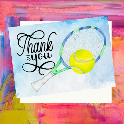 Tennis  thank you card with ball on court