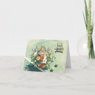 Tennis thank you card with ball on court