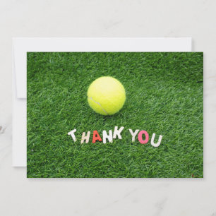 Tennis Thank you card with ball on green