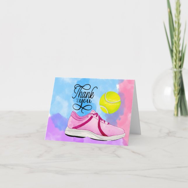 Tennis  thank you card with ball watercolor  (Front)
